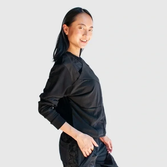 Zero Waste Daniel Black All Over Re-Roll Long Sleeve Sweater XS Unisex - Picture 3 of 9